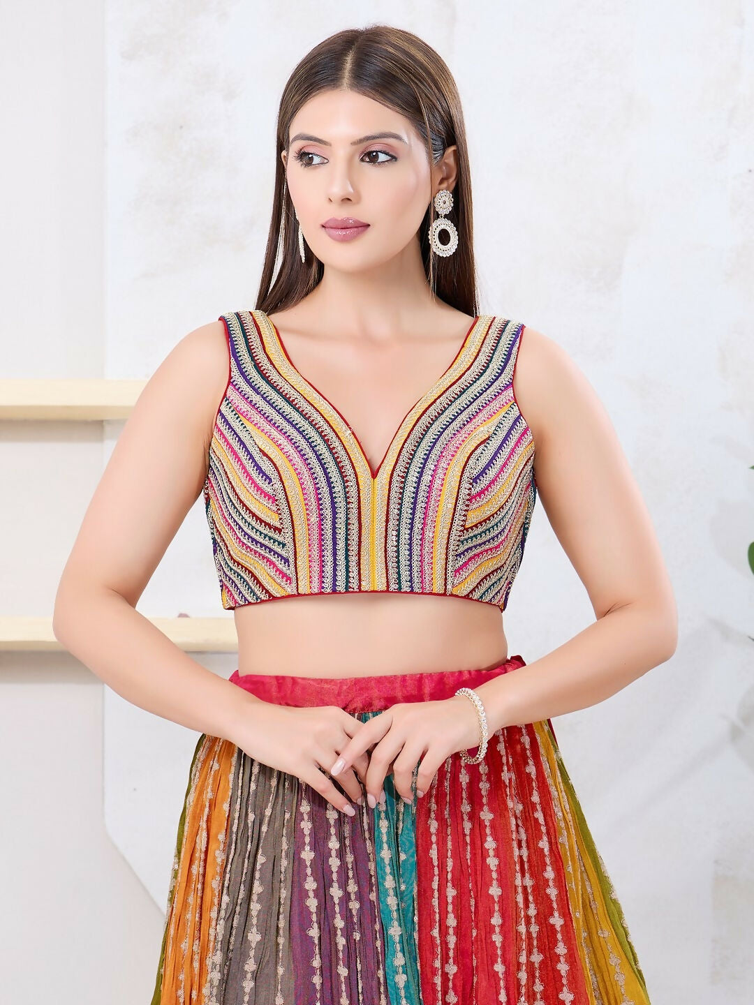 Joban Fashion Multi Mulberry Silk Sleeveless Back Open Blouse | Grocsy