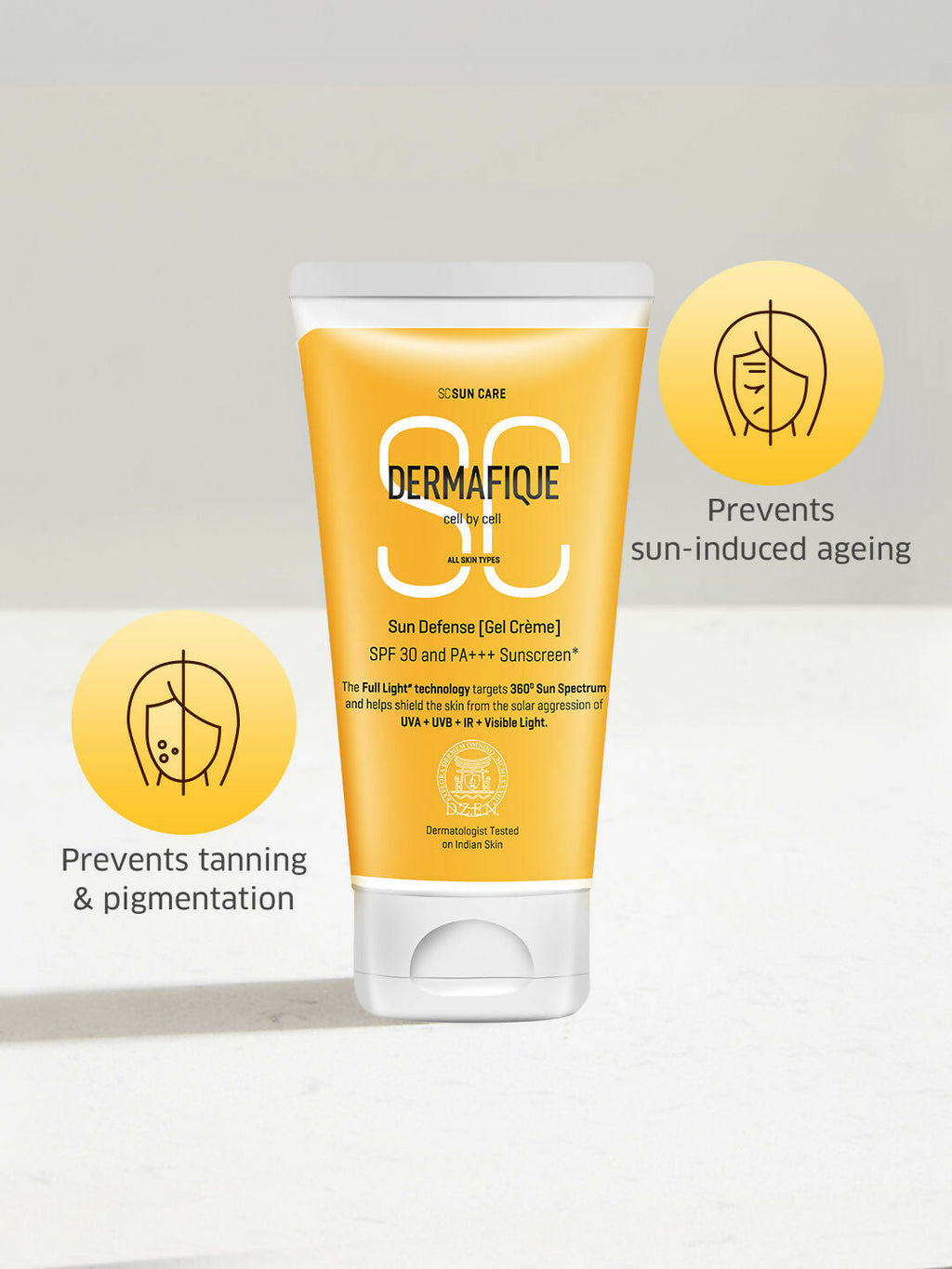 Dermafique Sun Defense Gel Creme SPF 30 Sunscreen, Prevents Tanning And Pigmentation | Grocsy