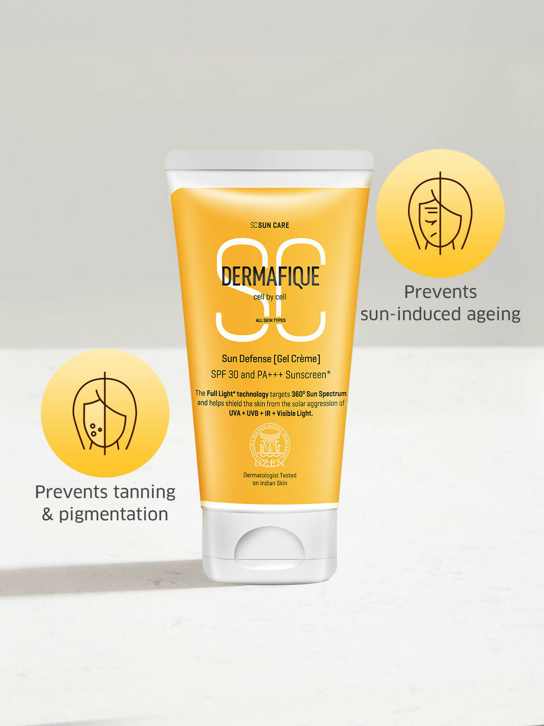 Dermafique Sun Defense Gel Creme SPF 30 Sunscreen, Prevents Tanning And Pigmentation | Grocsy