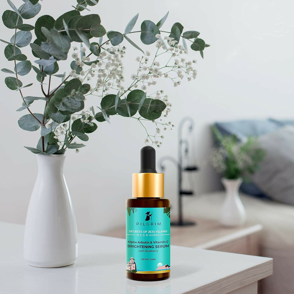 Pilgrim 2% Alpha Arbutin & 3% Vitamin C Brightening Face Serum For Glowing Skin - Korean Skin Care | Grocsy