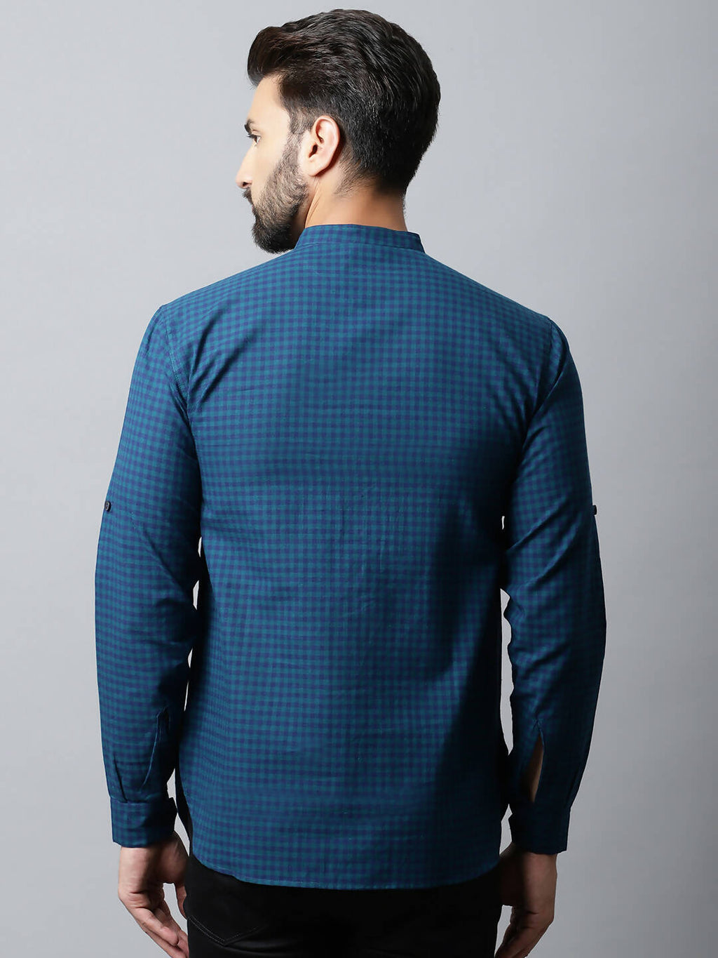 Even Apparels Navy blue Color Pure Cotton Men's Kurta With Side Placket (CHK1056) | Grocsy