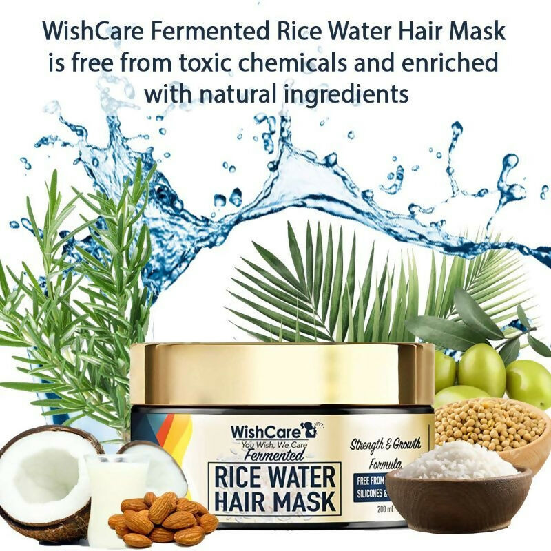 Wishcare Fermented Rice Water Shampoo & Hair Mask Combo - Strength & Growth Formula | Grocsy