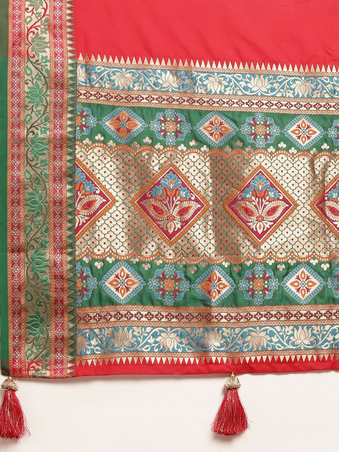 Shree Shyam Fashion Silk Blend Red Saree | Grocsy