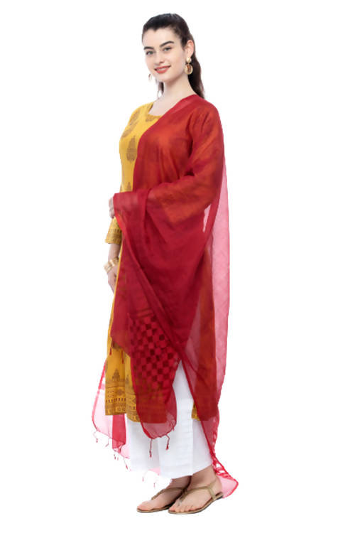 Mominos Fashion Maroon Buta Cut Dupatta | Grocsy