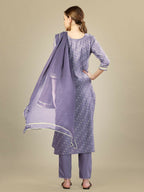Jyoti Fashion Women's Lavender Silk Blend Embroidery & Sequence work Kurta with Trouser & Dupatta | Grocsy