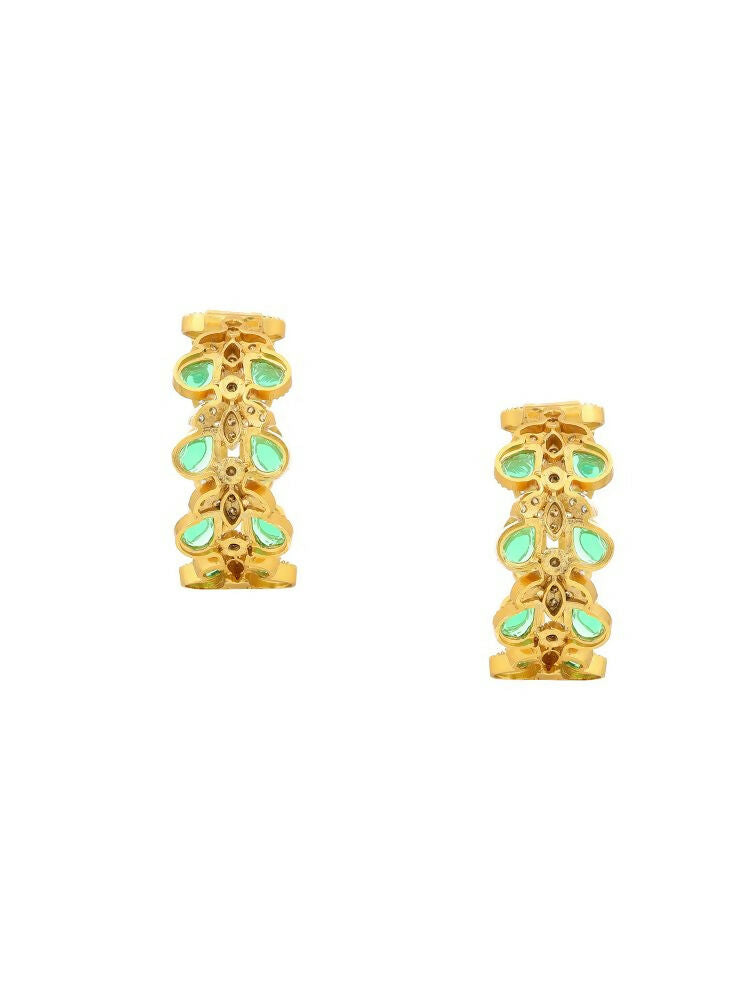 Women's Natural Green Stone with Moissanite Diamond earrings - Ruby Raang | Grocsy