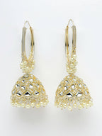 NVR Women Gold-Polished Handcrafted Kundan Jhumka Earrings | Grocsy