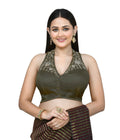 Joban Fashion Women's Dark Green Embroidered Stitched Blouse | Grocsy