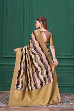 Lilac Purple Tussar Silk Jacquard Abstract Digital Print Saree with Unstitched Blouse - Mohira | Grocsy