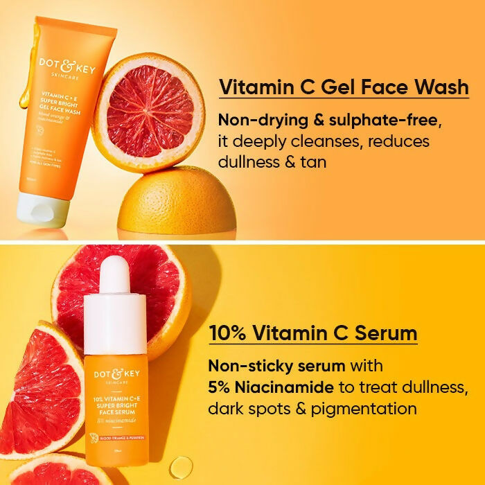 Dot & Key Vitamin C + E CSMS (Cleanser, Serum, Moisturizer, Sunscreen) Routine Combo | Grocsy