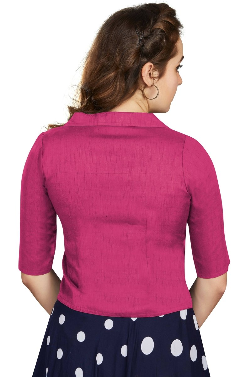 Aastha Fashion Women's Women's Pink Art Silk Button Readymade Blouse | Grocsy