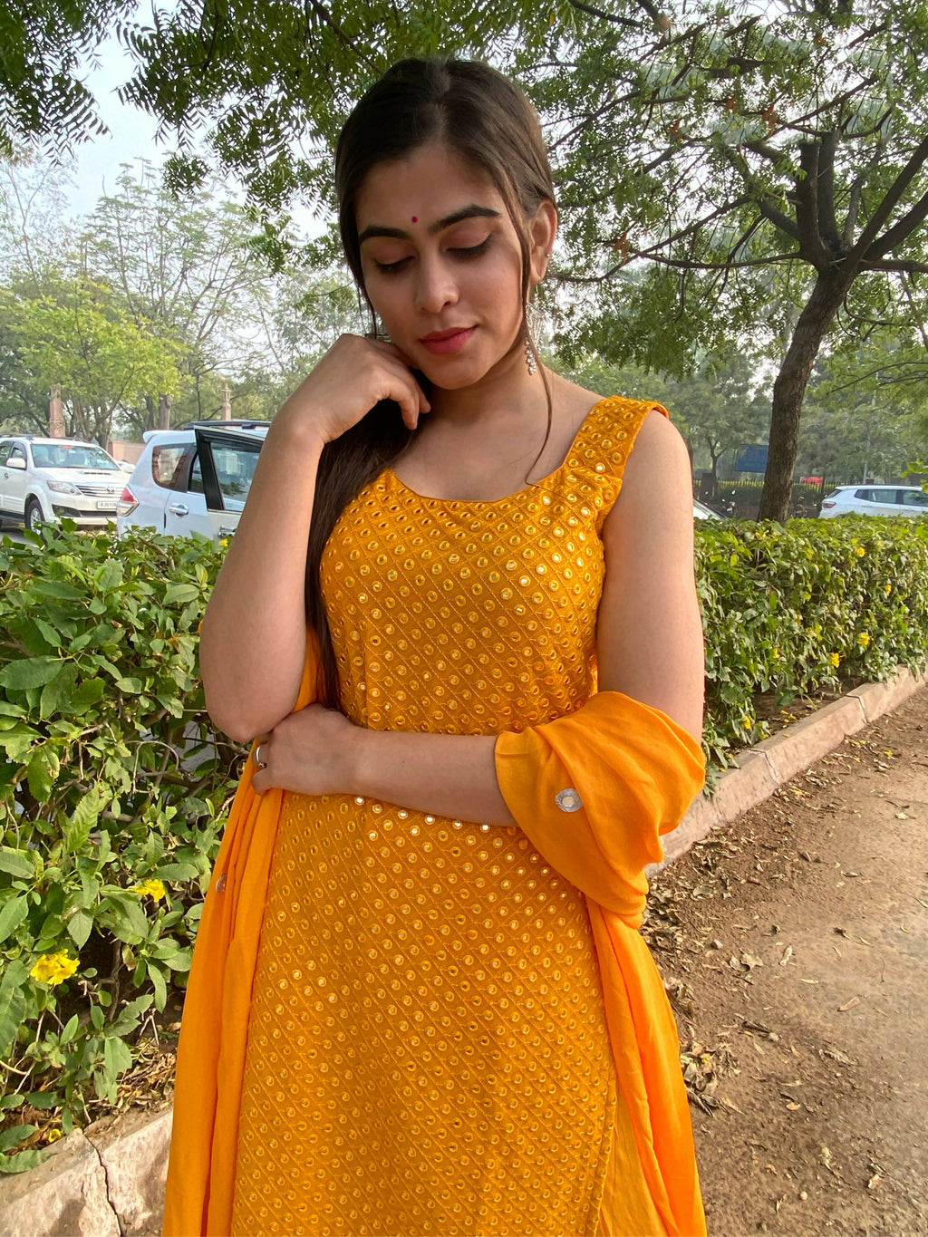 Partywear Designer Yellow Georgette Palazzo Suit - Anbazaar | Grocsy