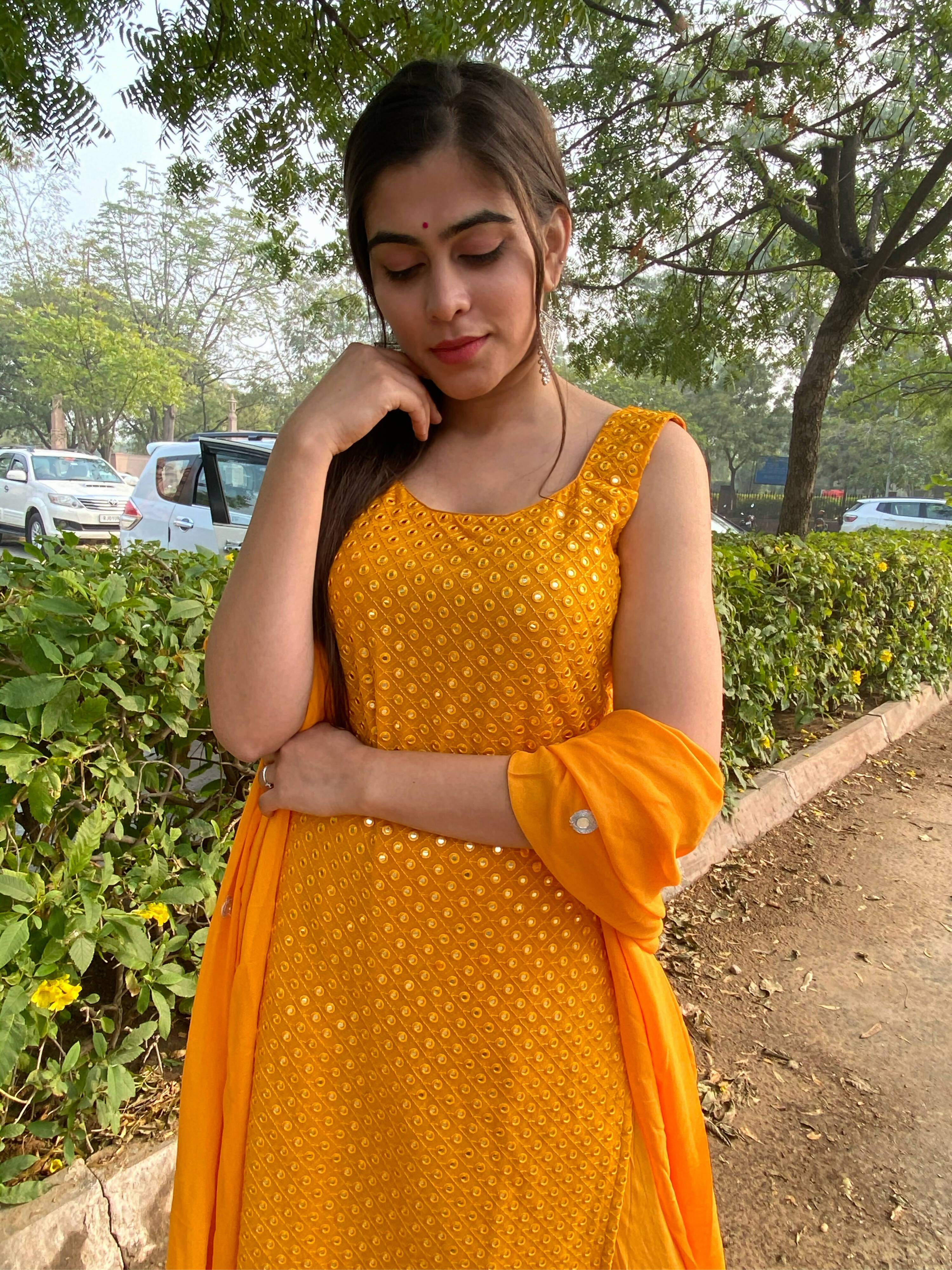 Partywear Designer Yellow Georgette Palazzo Suit - Anbazaar | Grocsy