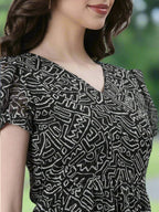 Souchii Black And White Floral Chiffon Maxi Dress For Women – Souchii | Grocsy