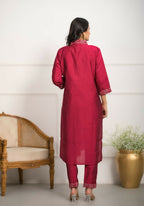 Festive Wear Ethnic Red Viscose chanderi Stitched Suit With Dupatta - Nisha | Grocsy