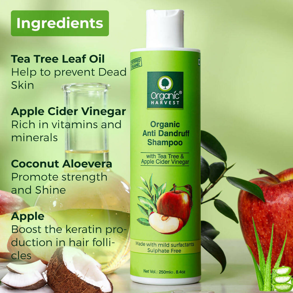 Organic Harvest Organic Anti Dandruff Shampoo With Tea Tree & Apple Cider Vinegar | Grocsy