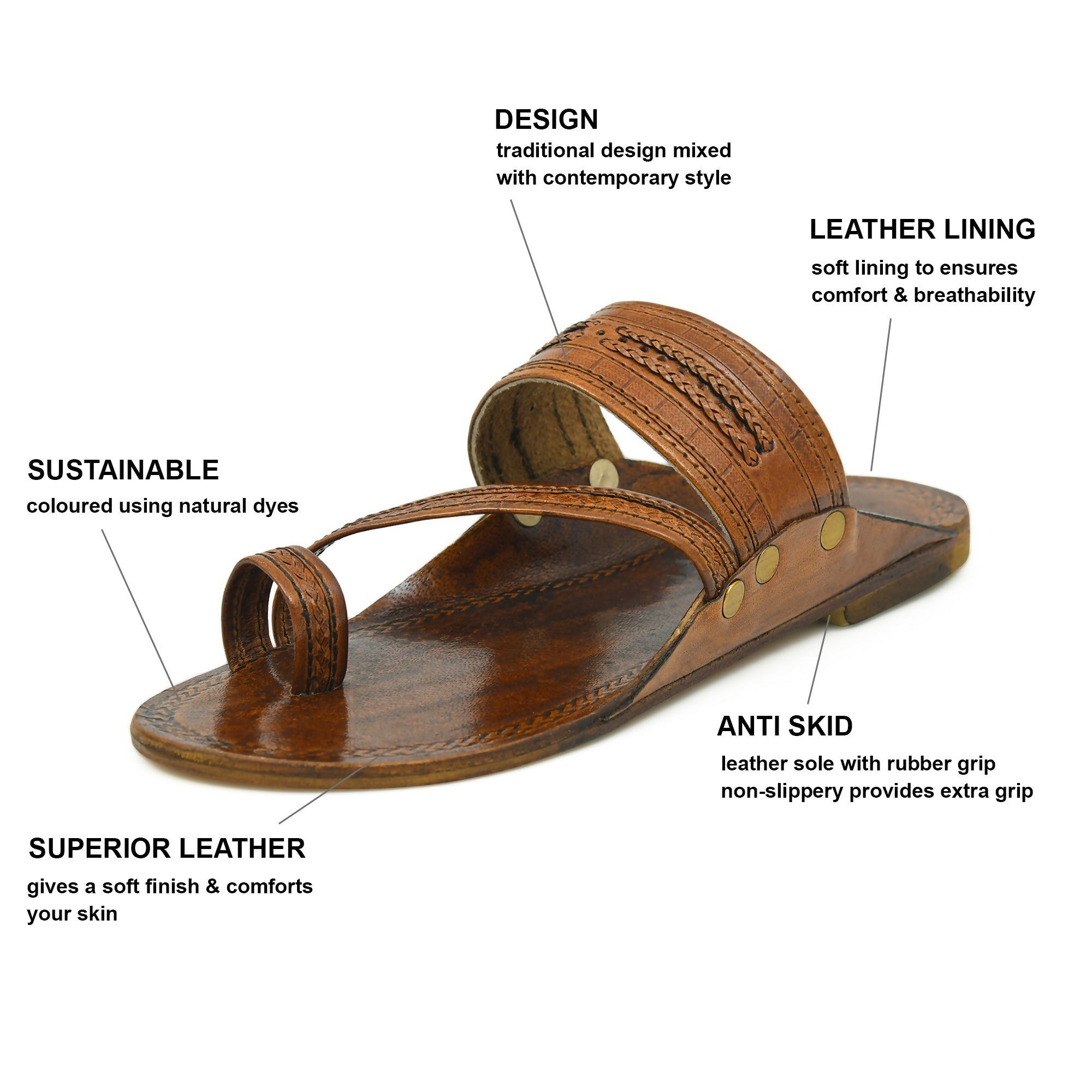 Stepsoft Men Brown Kolhapuri Leather Slippers – Ideal For Wedding & Ethnic Looks | Grocsy