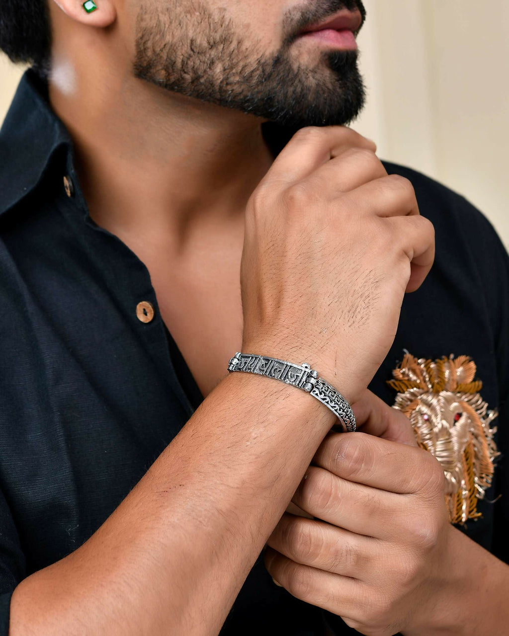 VOJ Silver Plated Kada Bracelet