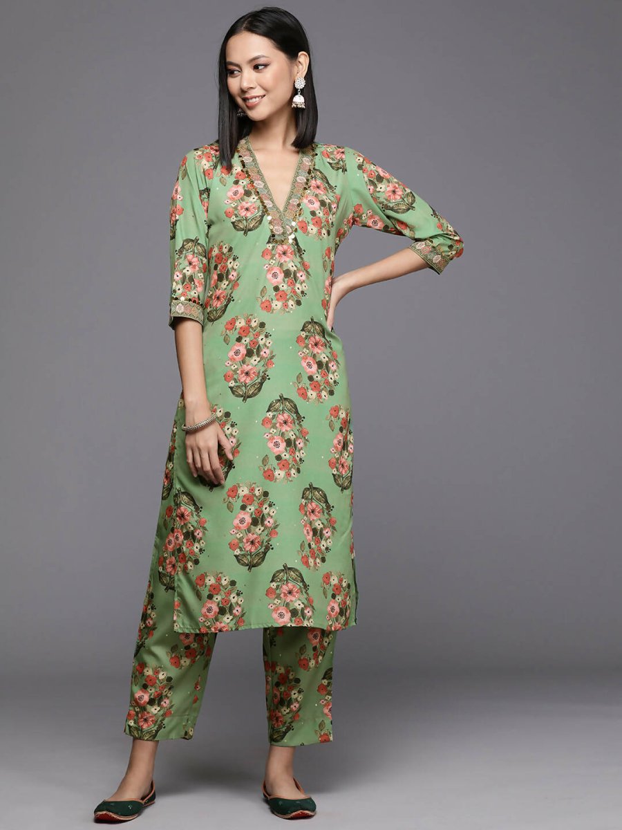 Ahalyaa Women's Traditional wear Kurta Set - Green | Grocsy