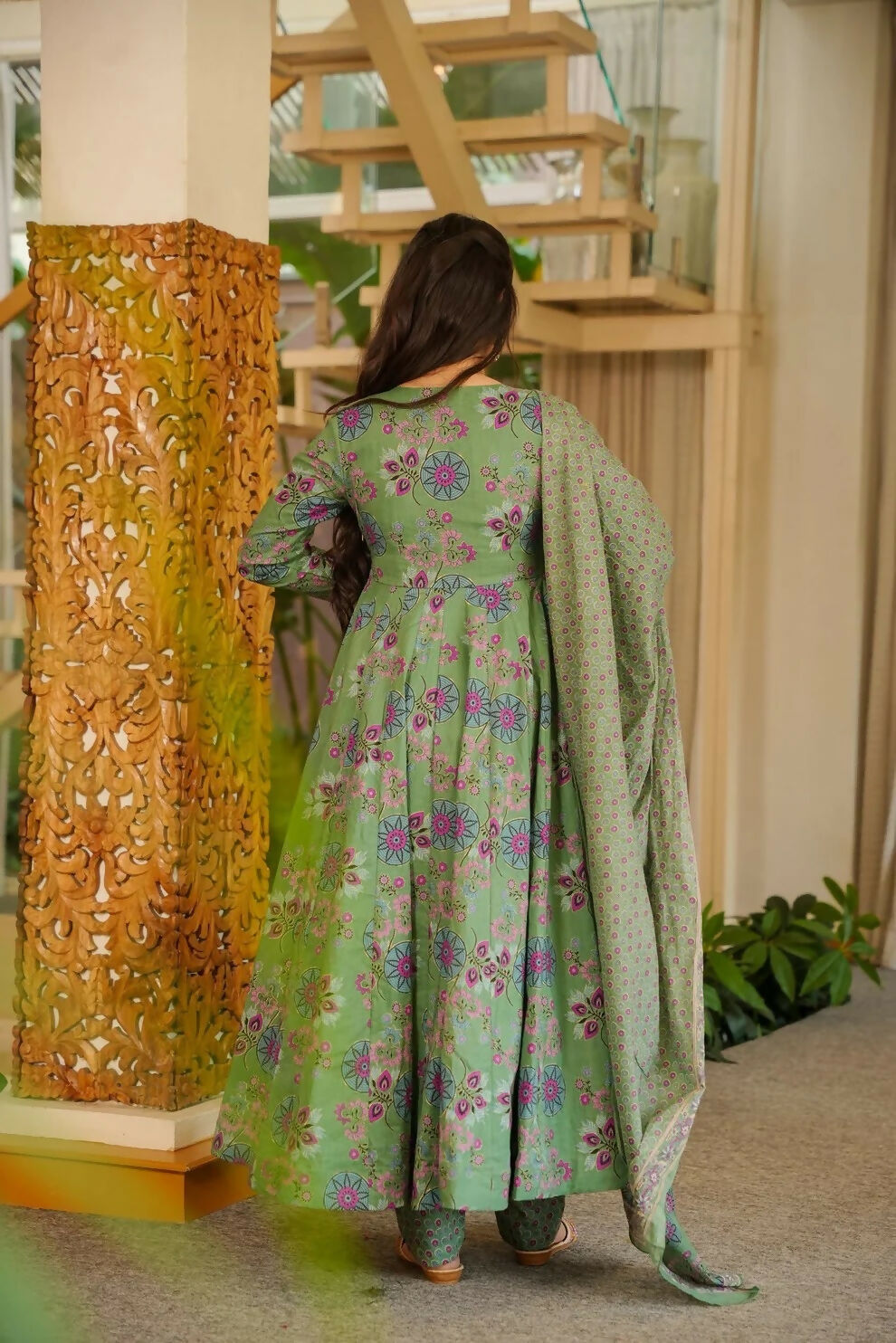 Aayaa Designer Cotton Silk Suit - Light Green | Grocsy