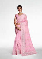 Vamsee Pink Organza Saree | Grocsy
