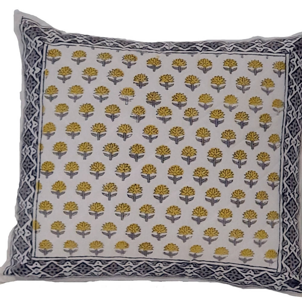 The Decor Nook Yellow Booti Print Cushion Cover | Grocsy