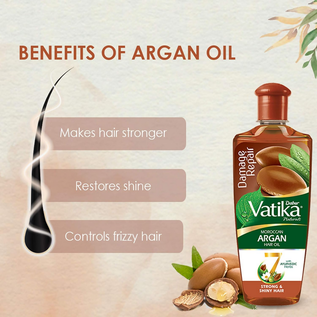 Dabur Vatika Naturals Moroccan Argan Hair Oil | Grocsy