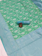 DEIANA'S Beautiful Designer Golden zari Soft Lichi Silk Saree - Pista | Grocsy