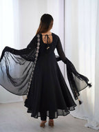 Joban Fashion Black Kurta Set Georgette Sequence Embroidery Work | Grocsy