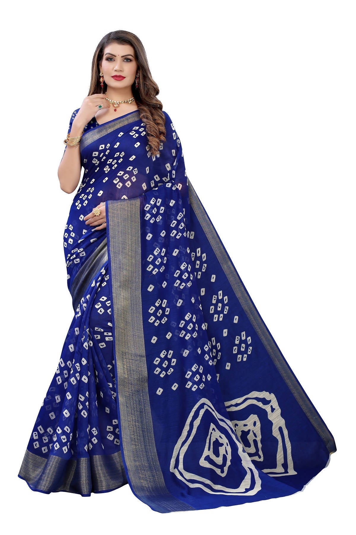 Vamika Beautiful Blue Linen Jari Border Saree (RADHIKA BLUE) | Grocsy