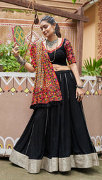 AI Fashion Black Viscose Rayon Designer Navratri Lehenga Choli Collection | Grocsy