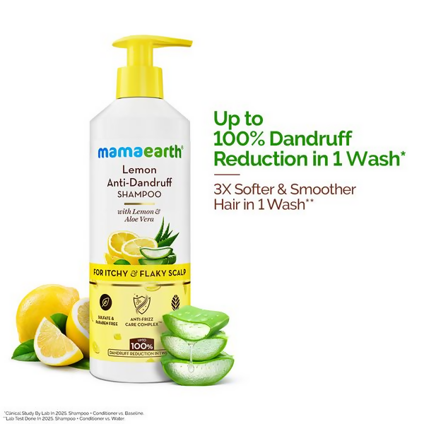 Mamaearth Lemon Anti-Dandruff Shampoo with Lemon & Aloe Vera for Itchy & Flaky Scalp | Grocsy