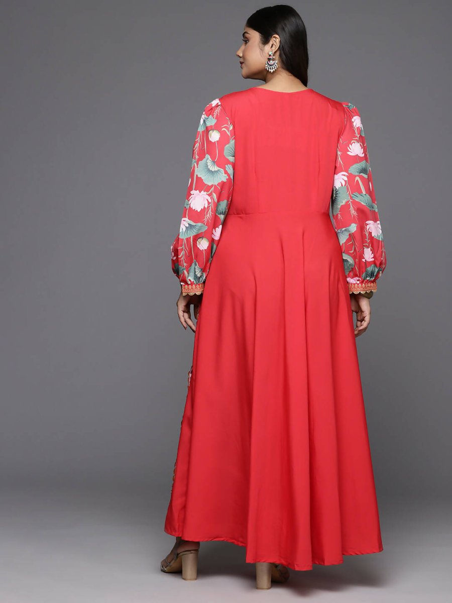 Ahalyaa Women's Traditional wear Ethnic Dress - Red | Grocsy