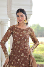 Joban Fashion Coffee Readymade Kurta Set With Sequence embroidery Work | Grocsy