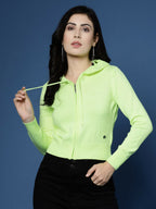 Women Winter Lime Green Cotton Cardigan - Wool Trees | Grocsy