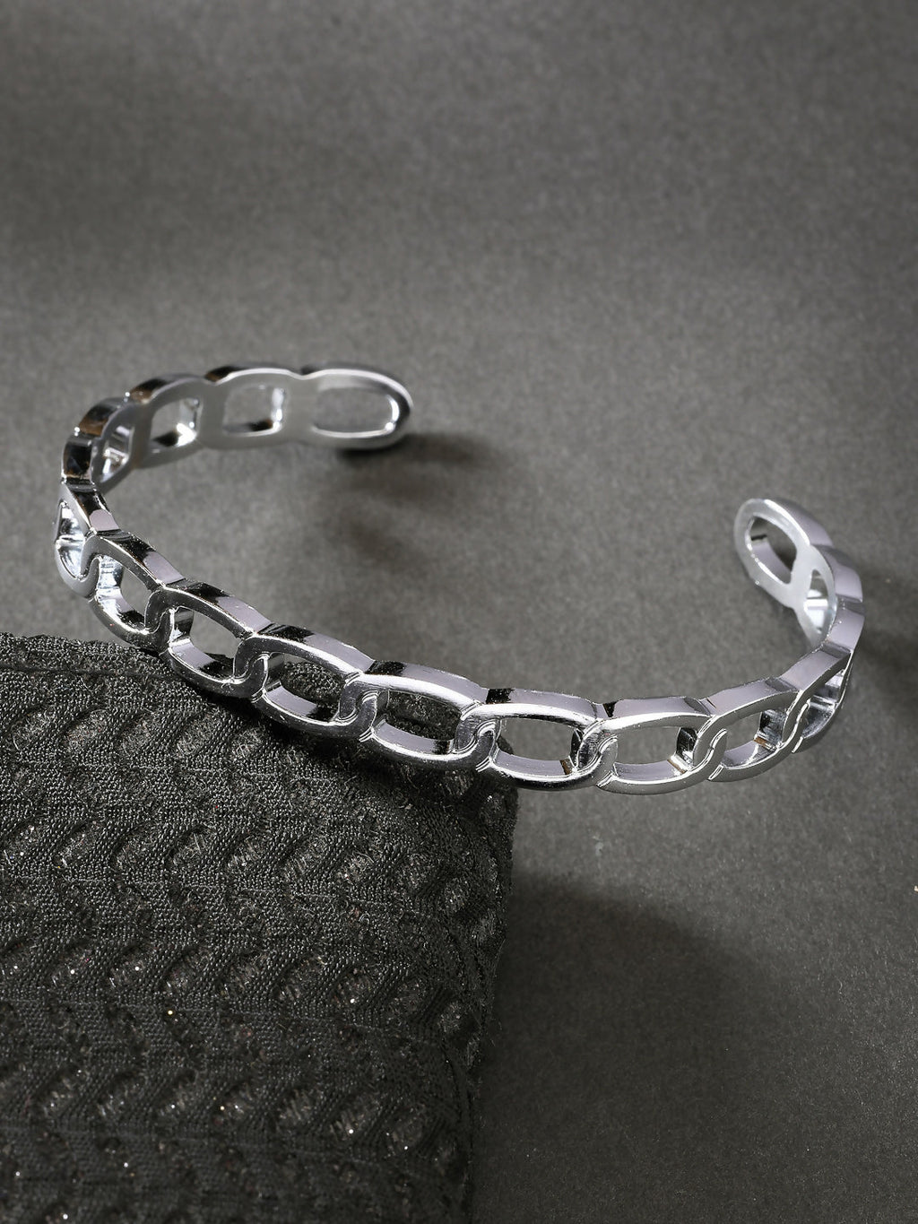 NVR Men's Silver-Plated Metal Cuff Bracelet