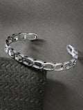 NVR Men's Silver-Plated Metal Cuff Bracelet