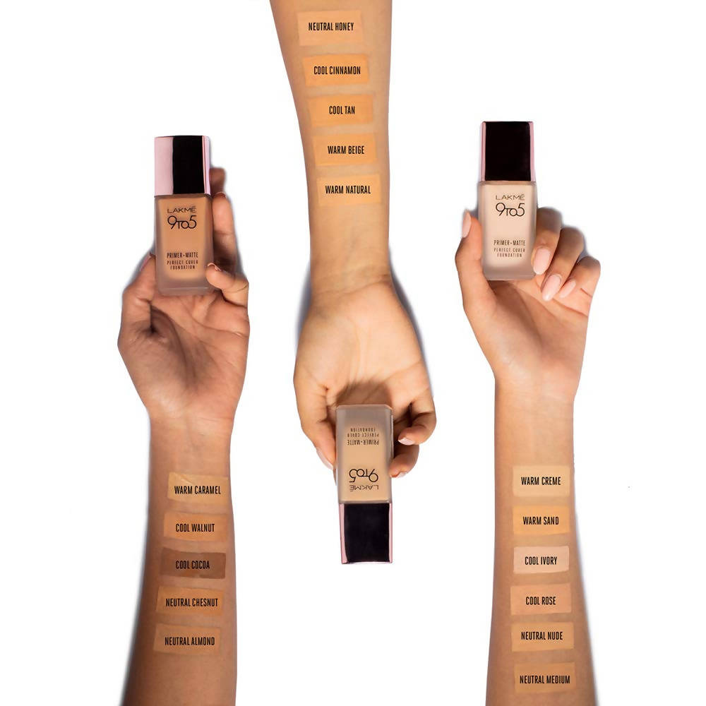 Lakme 9 To 5 Primer + Matte Perfect Cover Foundation N200 Neutral Nude | Grocsy