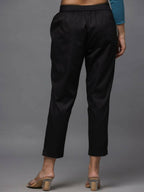 Juniper Women's Black Solid Straight Slim Pant | Grocsy
