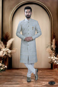 Joban Fashion Men's Blue Base Georgette Kurta with Pyjama | Grocsy
