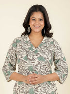 Aramya Straight Soft Cotton Floral Print Women's Kurta - Off White | Grocsy