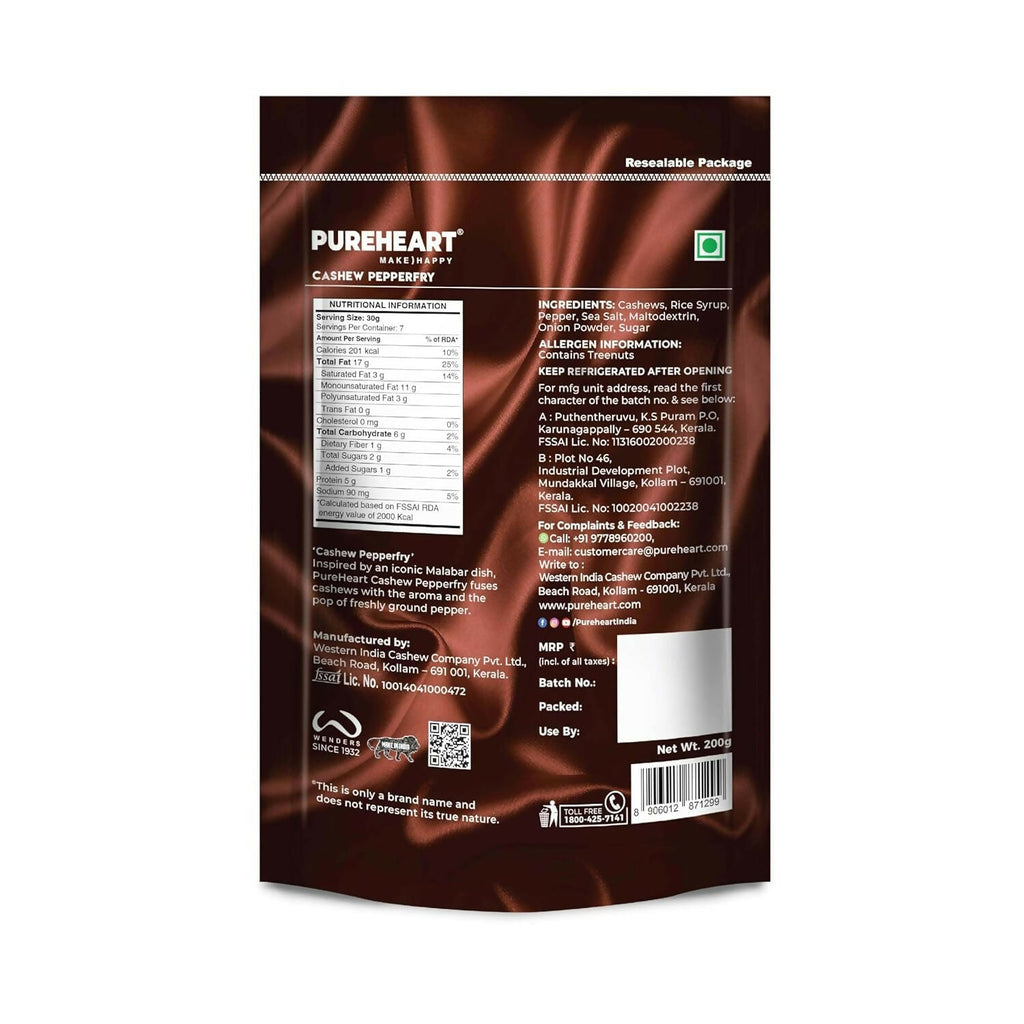 Pureheart Nutreat Pepperfry Cashews | Grocsy