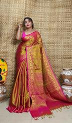 Exclusive Collection Pink Beautiful Tissue Benarasi Saree | Grocsy