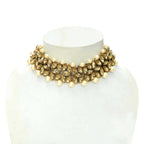 Mominos Fashion Johar Kamal Gold-Polished Brass Finish Kundan/Pearls Choker For Women (Golden) | Grocsy