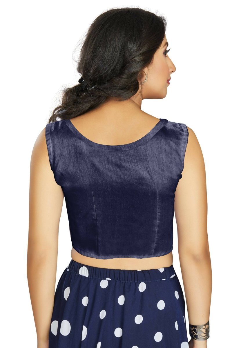 Aastha Fashion Women's Navy Blue Art Silk Designer Traditional Readymade Blouse | Grocsy