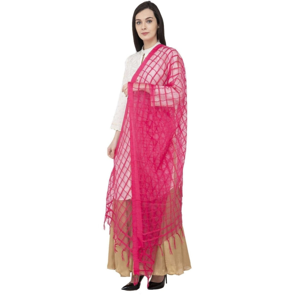 A R Silk Cotton Square Regular Dupatta Color Rani Dupatta or Chunni | Grocsy