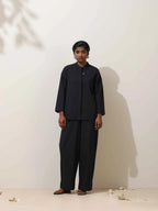 trueBrowns Black Cotton Linen Co-Ord Set | Grocsy