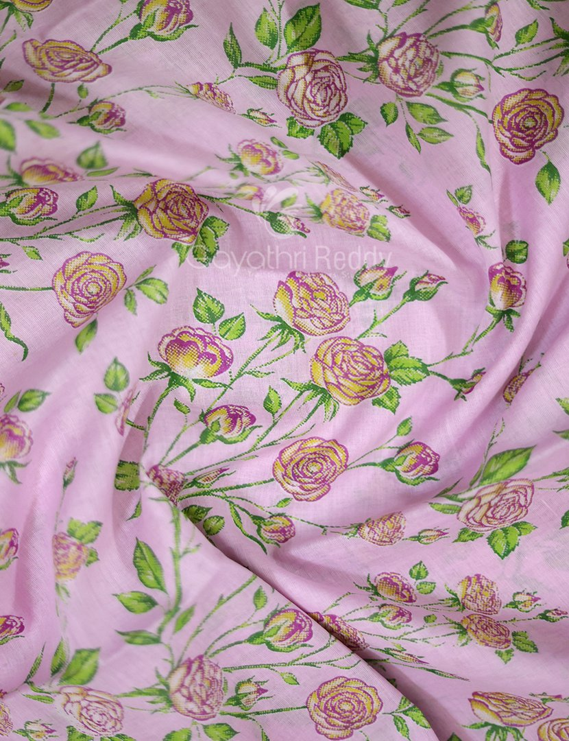 Block Print Baby Pink Dry Mehendi Combo Mulmul Cotton Saree By Gayathri Reddy Designer Studio | Grocsy