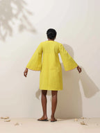 trueBrowns Lime Cotton Linen Dress | Grocsy