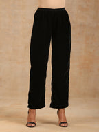 trueBrowns Black Velvet Embroidered Co-ord Set | Grocsy